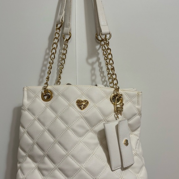 Betsey Johnson Handbags - Betsey Johnson Quilted White Faux Leather Shoulder Satchel Tote